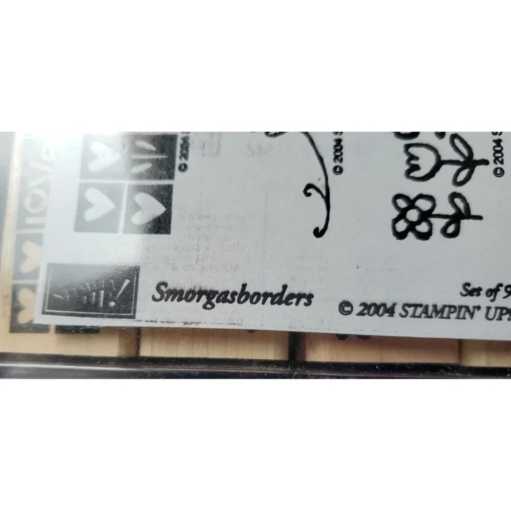 Vintage Stamps Stampin Up 2004 Smorgasbord 9 Stamp Set in Plastic Case